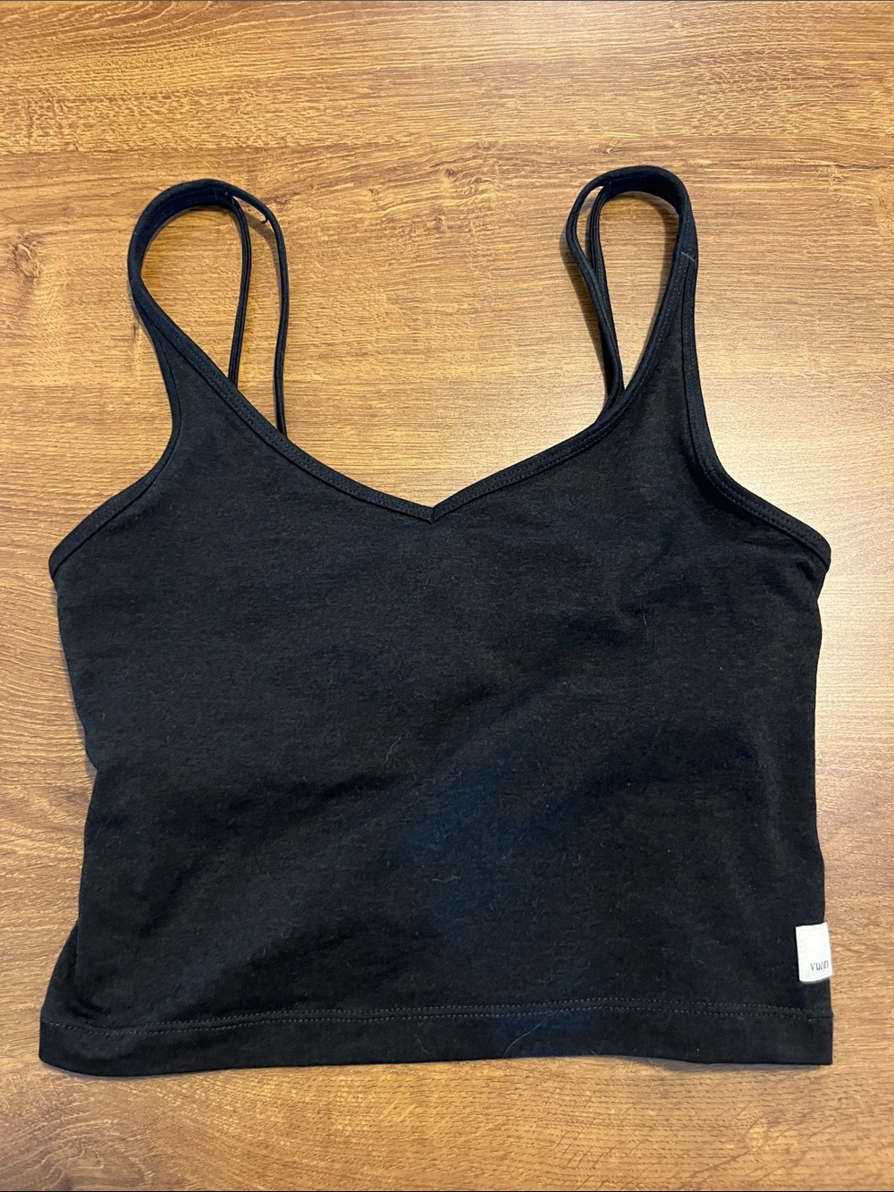Vuori Heathered Black Cropped Tank Top with Thin Straps
